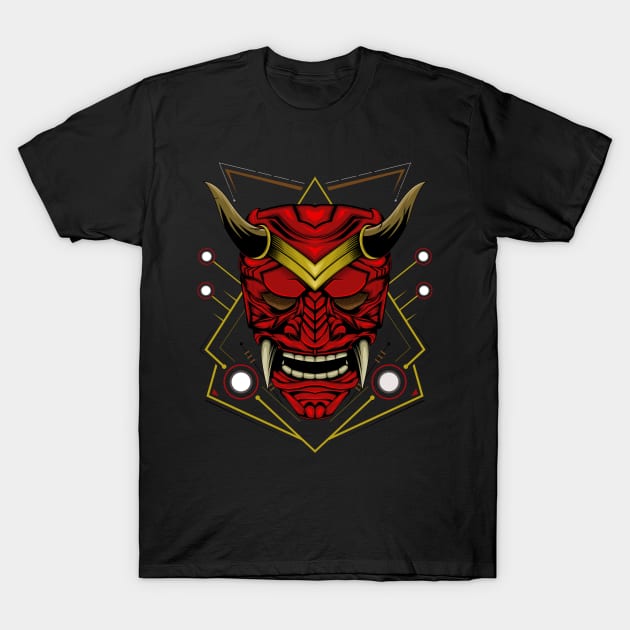 Demon mask illustration with sacred symbol T-Shirt by AGORA studio